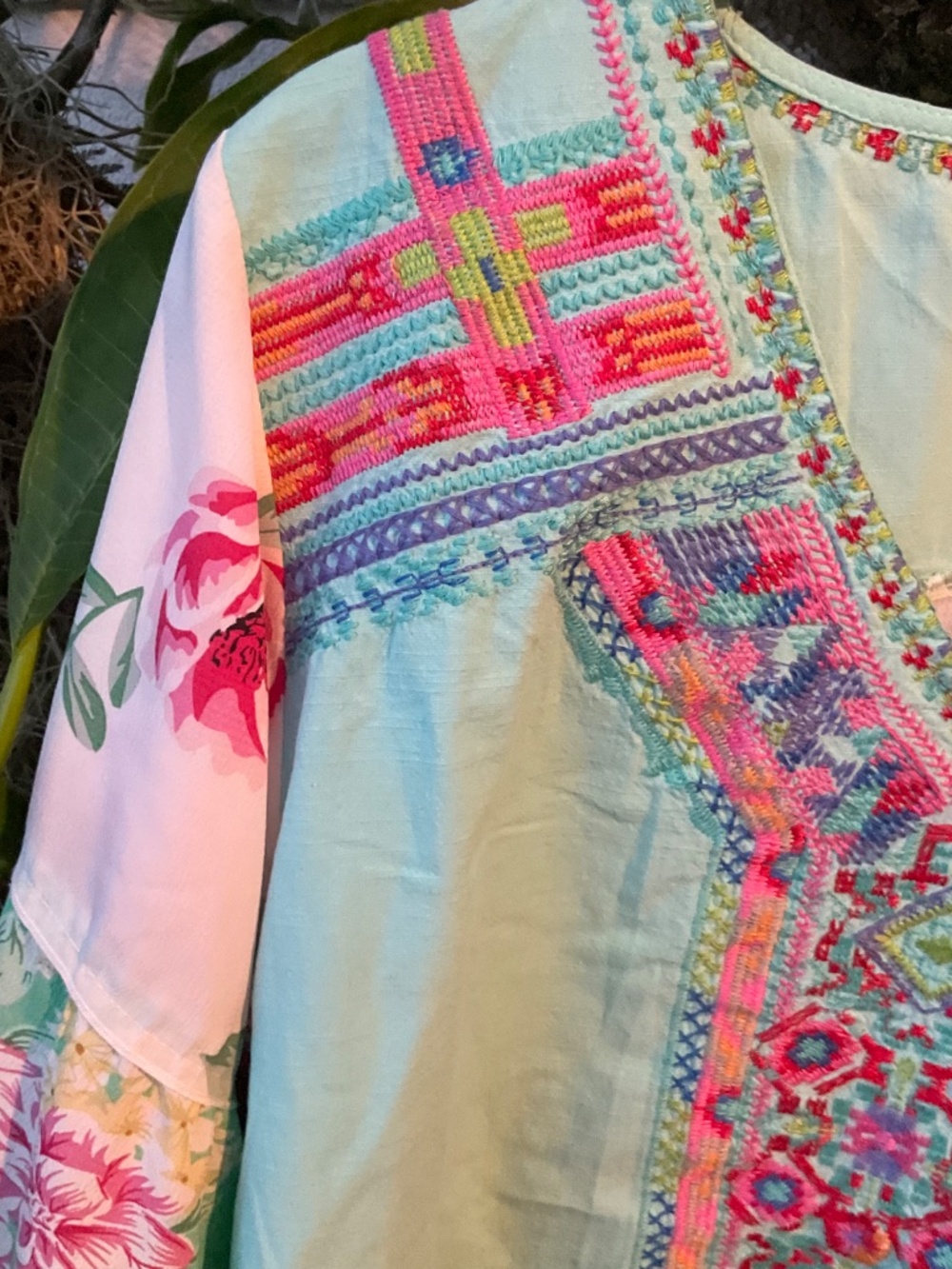 Multi-Colored Embroidered Patchwork Top - Picture 4 of 7